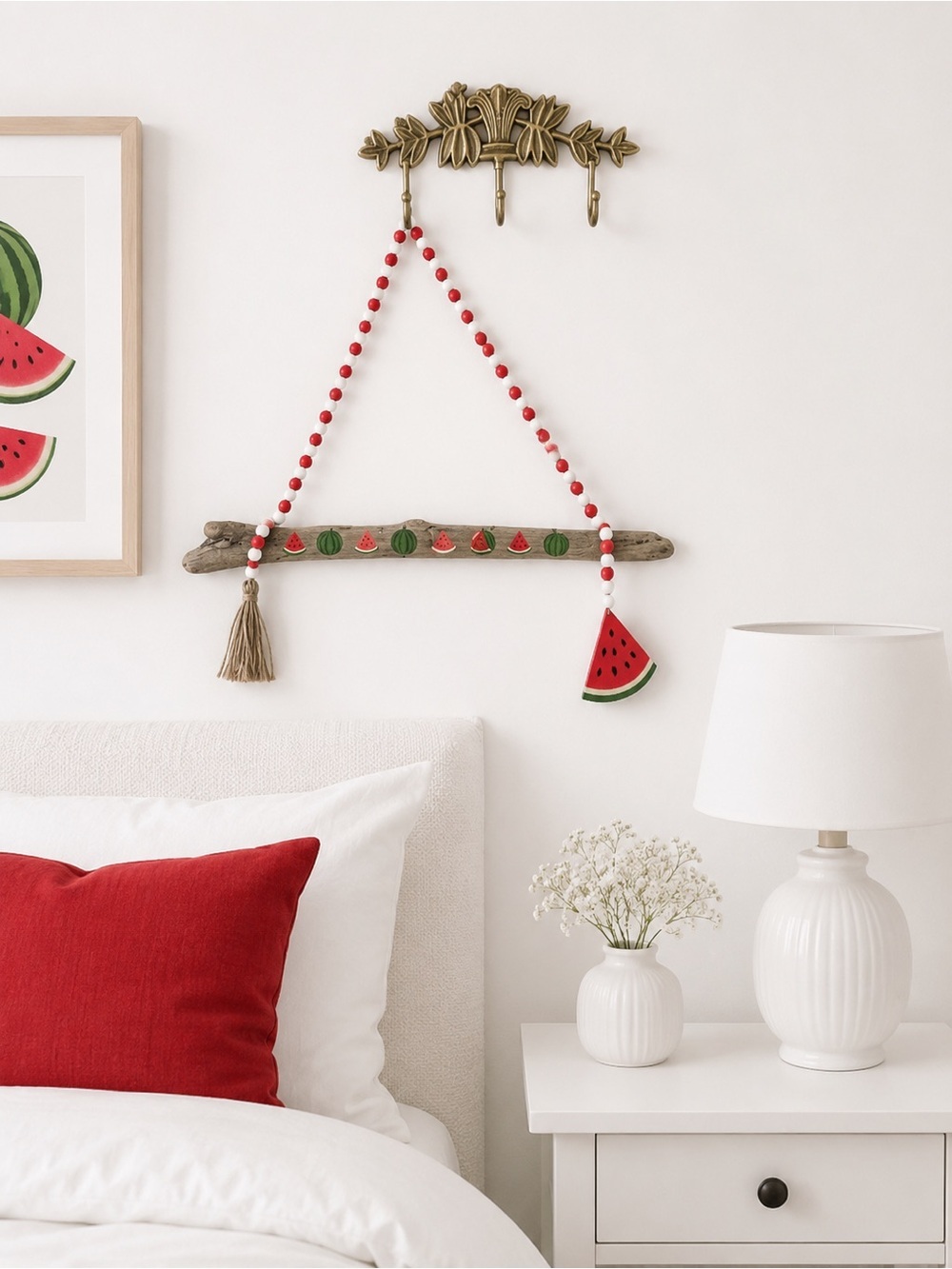 Watermelon Handmade drift wood jewelry hanger